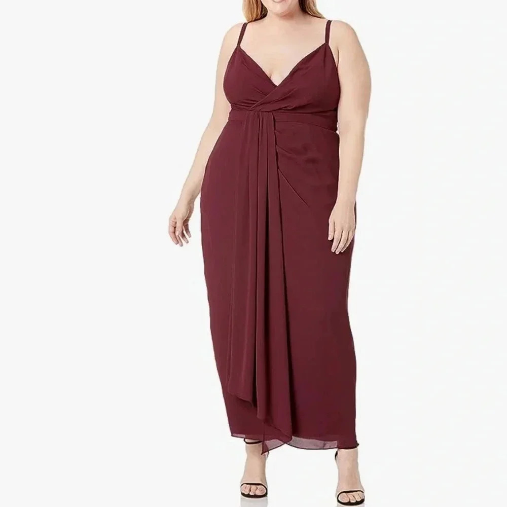 City Chic So Swish Bordeaux Maxi dress size XL/22